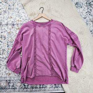 Denim & Co. Canyon Retreat French Terry Pullover with Seaming Detail US Small A6